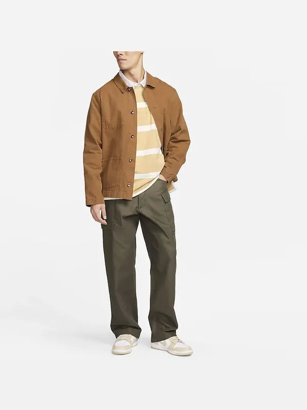 Рубашка поло life striped heavyweight rugby shirt 'sesame' Nike — изображение 3 из 3, белый