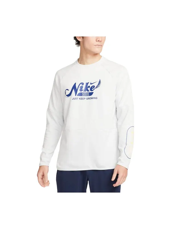 Свитер dri-fit fleece fitness crewneck sweatshirt asia sizing 'photon dust blue' Nike — изображение 1 из 2, глубокий синий