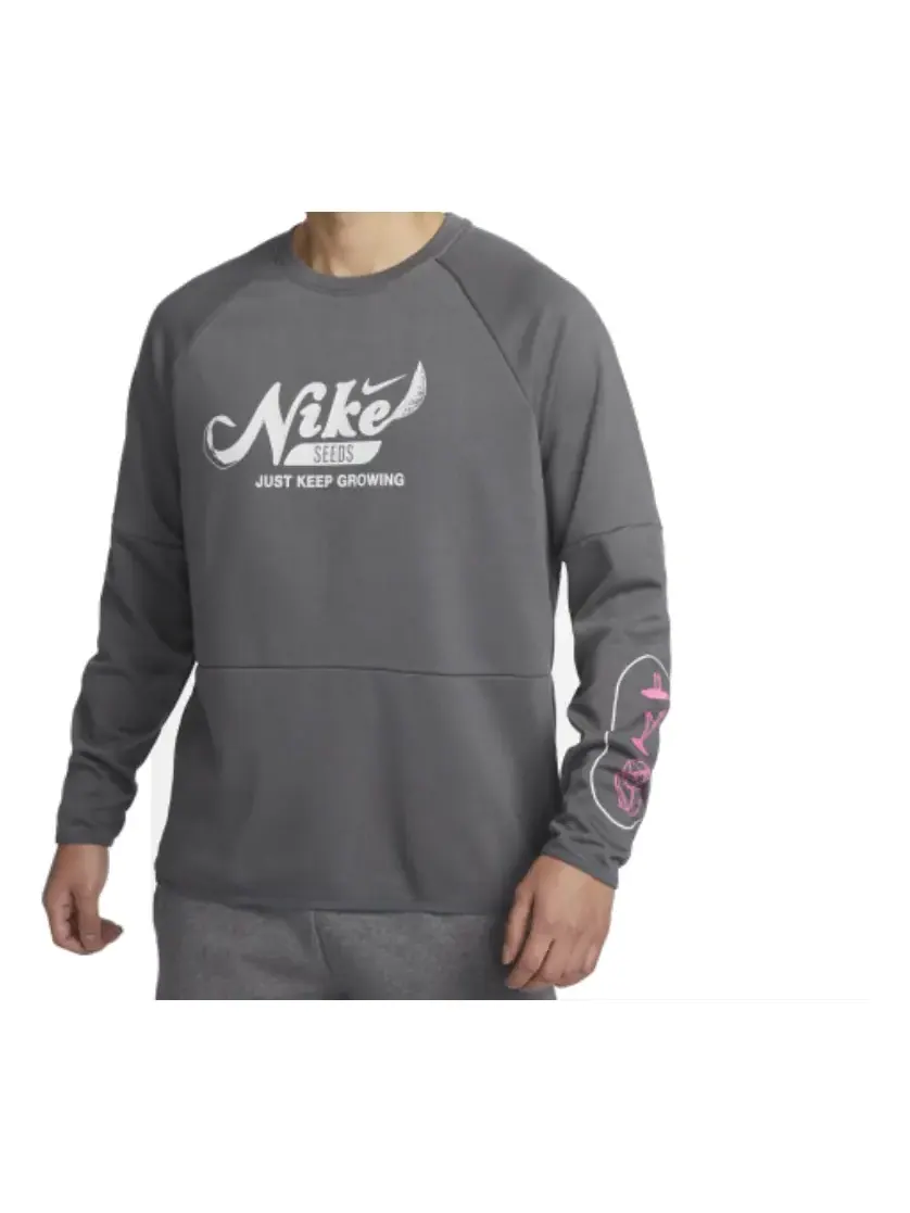 Спортивный топ Nike Dri-Fit Fleece Fitness Crew Neck Top 'Iron Grey' FN3290-068 — изображение 1 из 1, серый