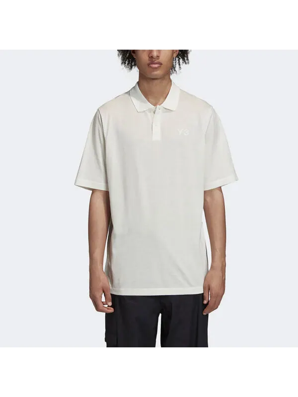 Футболка men's y-3 solid color logo polo shirt white Adidas — изображение 4 из 4, белый