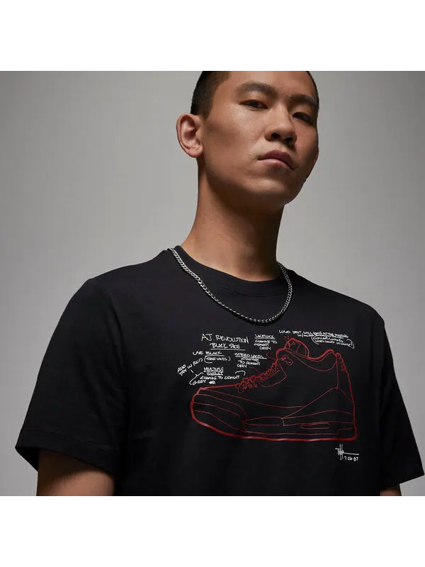 Футболка Air Jordan Sneaker T-Shirt 'Black' — изображение 2 из 3, черный/мульти