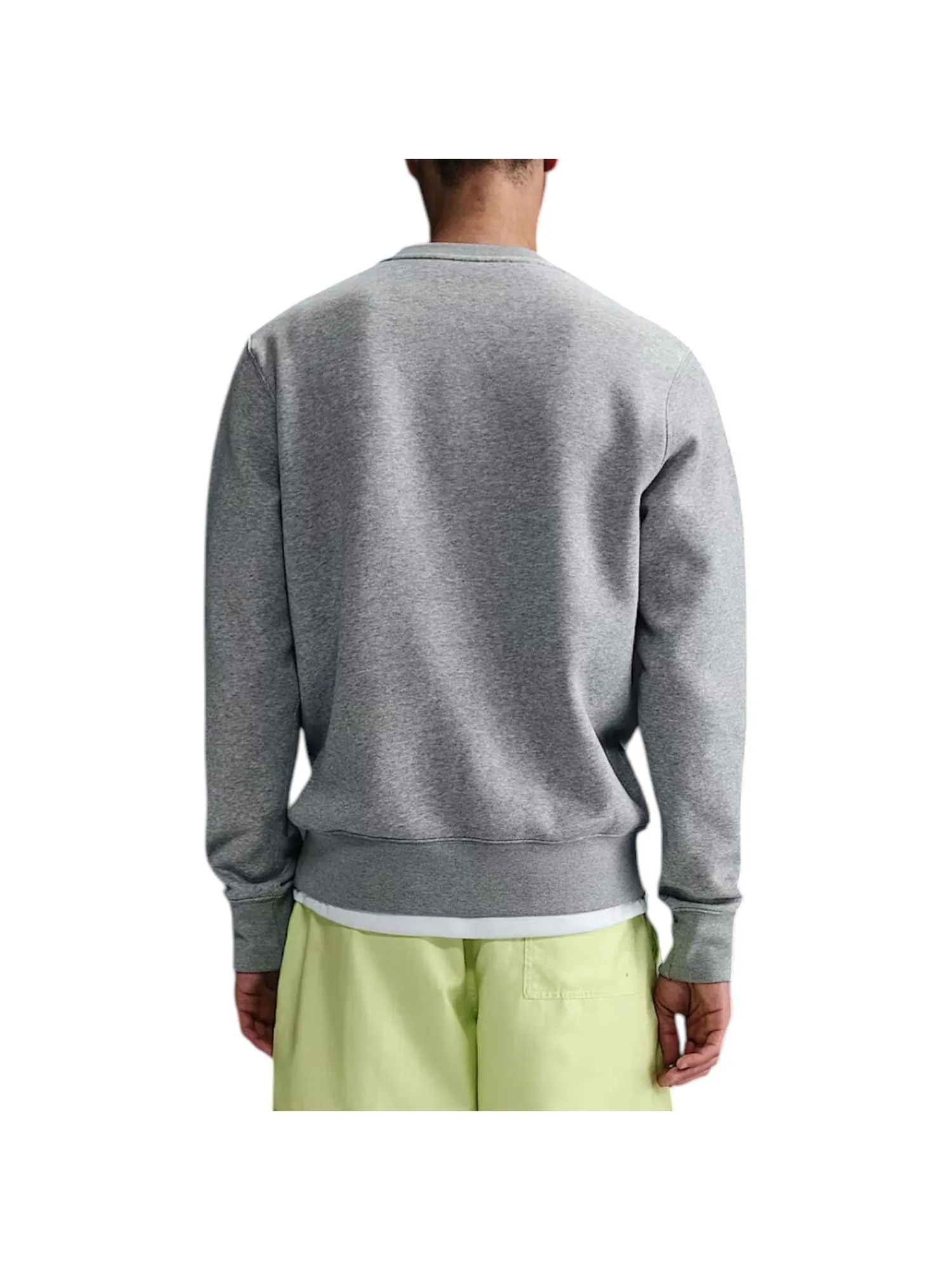 Свитшот Nike Club Fleece Crew, темно-серый меланж/белый — изображение 2 из 8, темный серый/белый