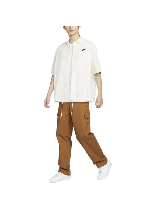 Рубашка club short sleeve oxford button-down shirt asia sizing 'sail' Nike — изображение 3 из 3, черный