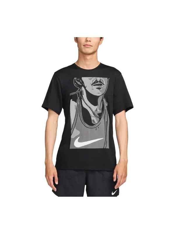 Футболка rise 365 run energy running t shirt asia sizing Nike — изображение 1 из 2, черный/белый