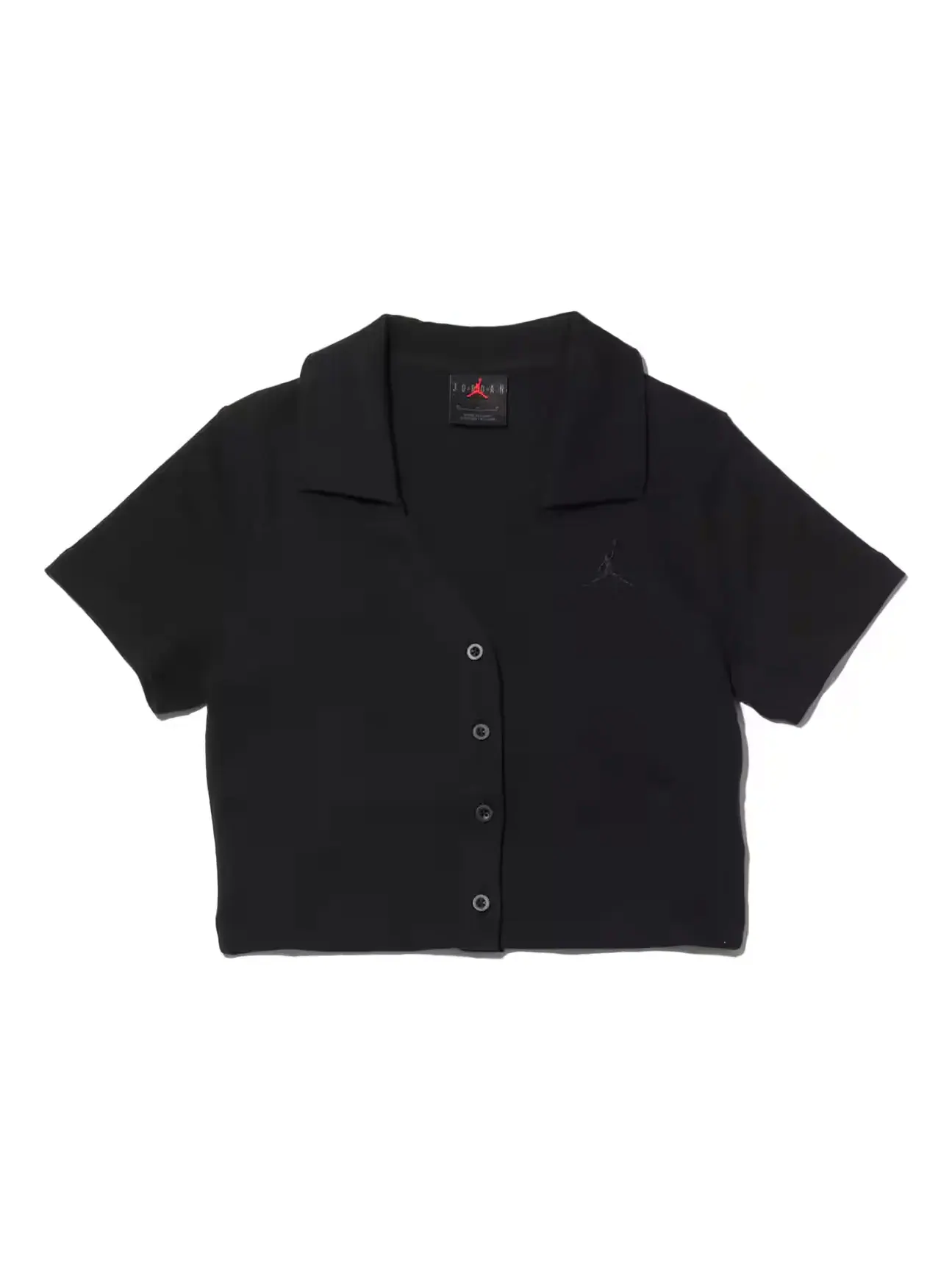 Топ (WMNS) Air Jordan Short-Sleeve Knit Top 'Black' — изображение 1 из 4, черный