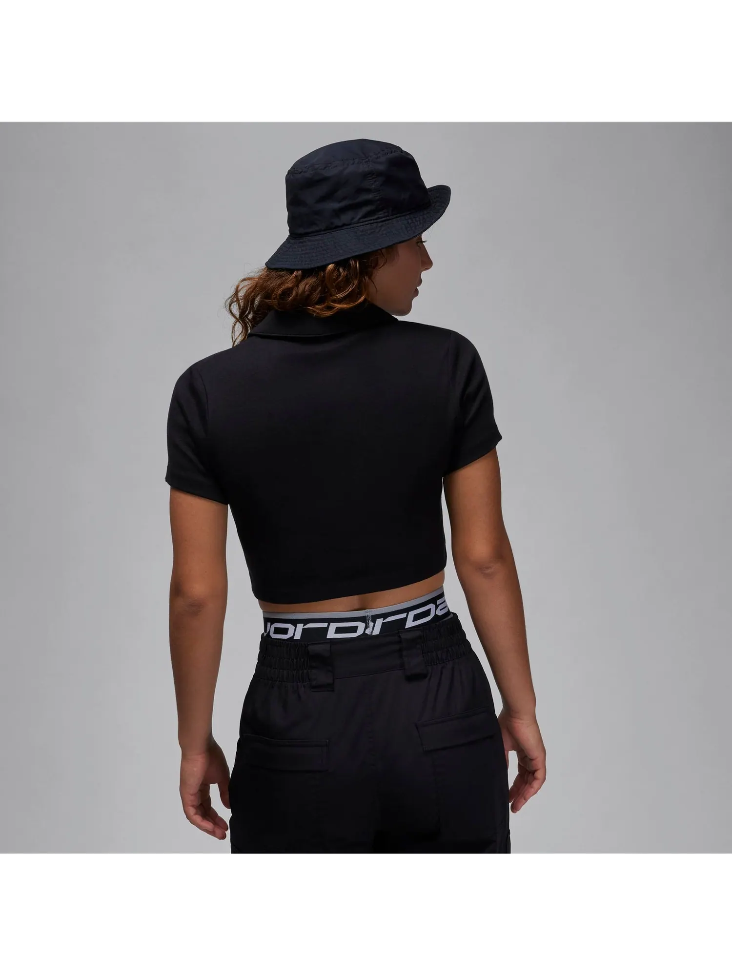 Топ (WMNS) Air Jordan Short-Sleeve Knit Top 'Black' — изображение 2 из 4, черный