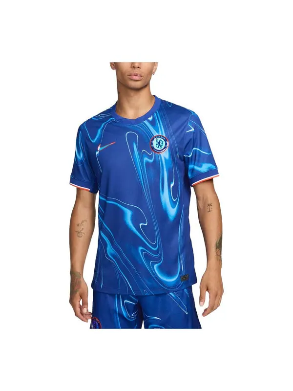 Футболка dri fit chelsea fc 2024 25 стадион домашняя футбольная майка Nike — изображение 1 из 2, синий/оранжевый/белый