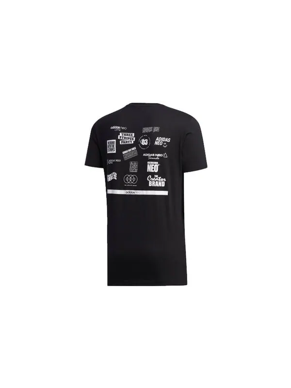 Футболка neo m faves tee alphabet printing sports short sleeve black Adidas — изображение 2 из 4, черный