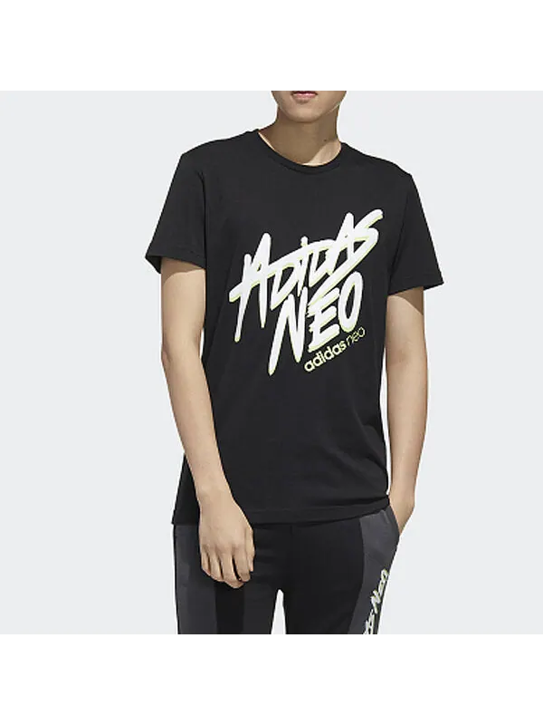 Футболка neo m faves tee alphabet printing sports short sleeve black Adidas — изображение 3 из 4, черный