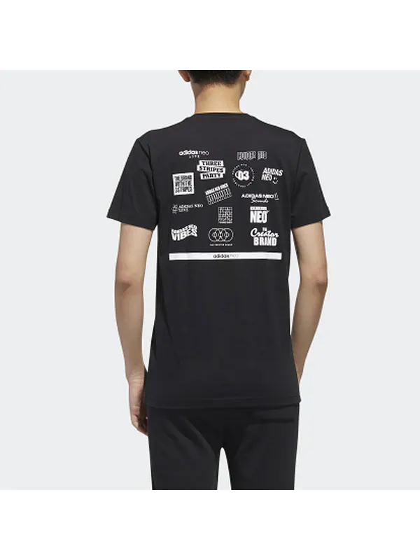 Футболка neo m faves tee alphabet printing sports short sleeve black Adidas — изображение 4 из 4, черный