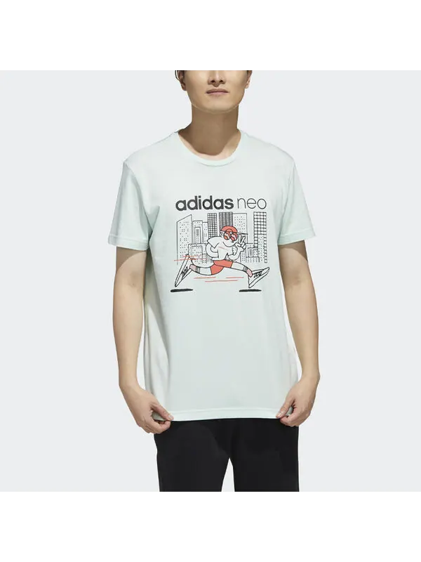 Футболка neo faves tee short sleeve men's green Adidas — изображение 3 из 4, зеленый