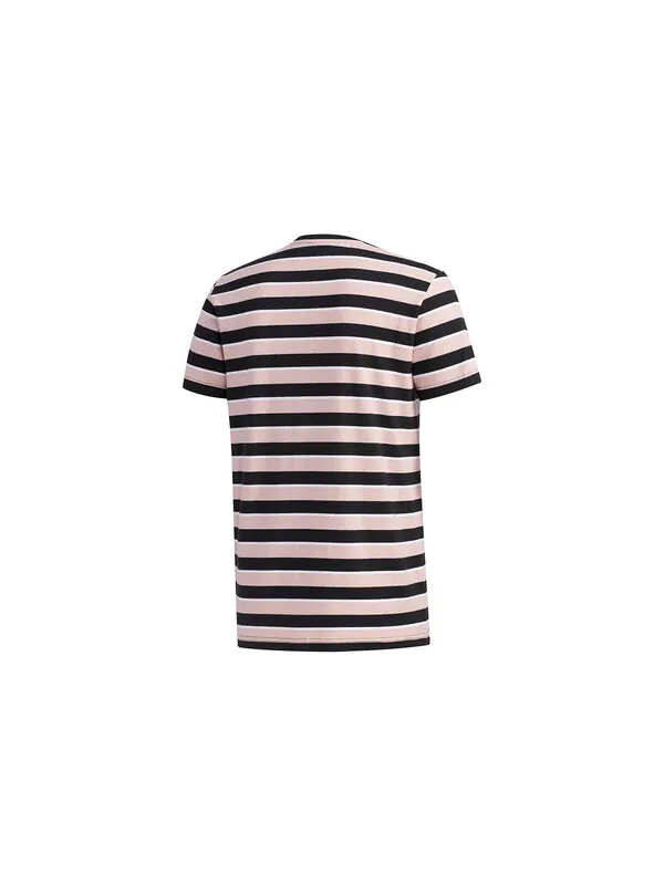 Футболка men's neo esntl lg s t3 logo printing stripe sports short sleeve pink t-shirt Adidas — изображение 2 из 4, розовый