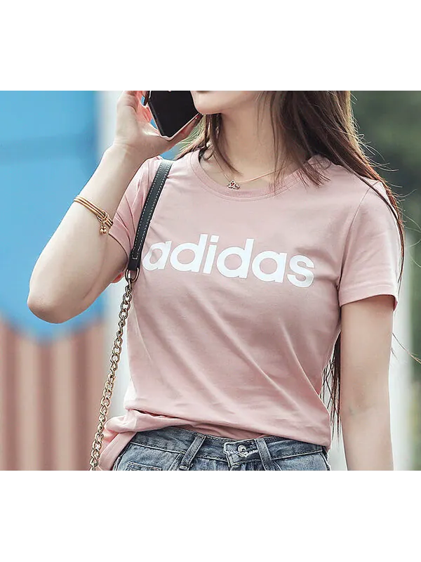 Футболка нео с круглым вырезом спортивные с коротким рукавом розовые Adidas — изображение 4 из 4, розовый