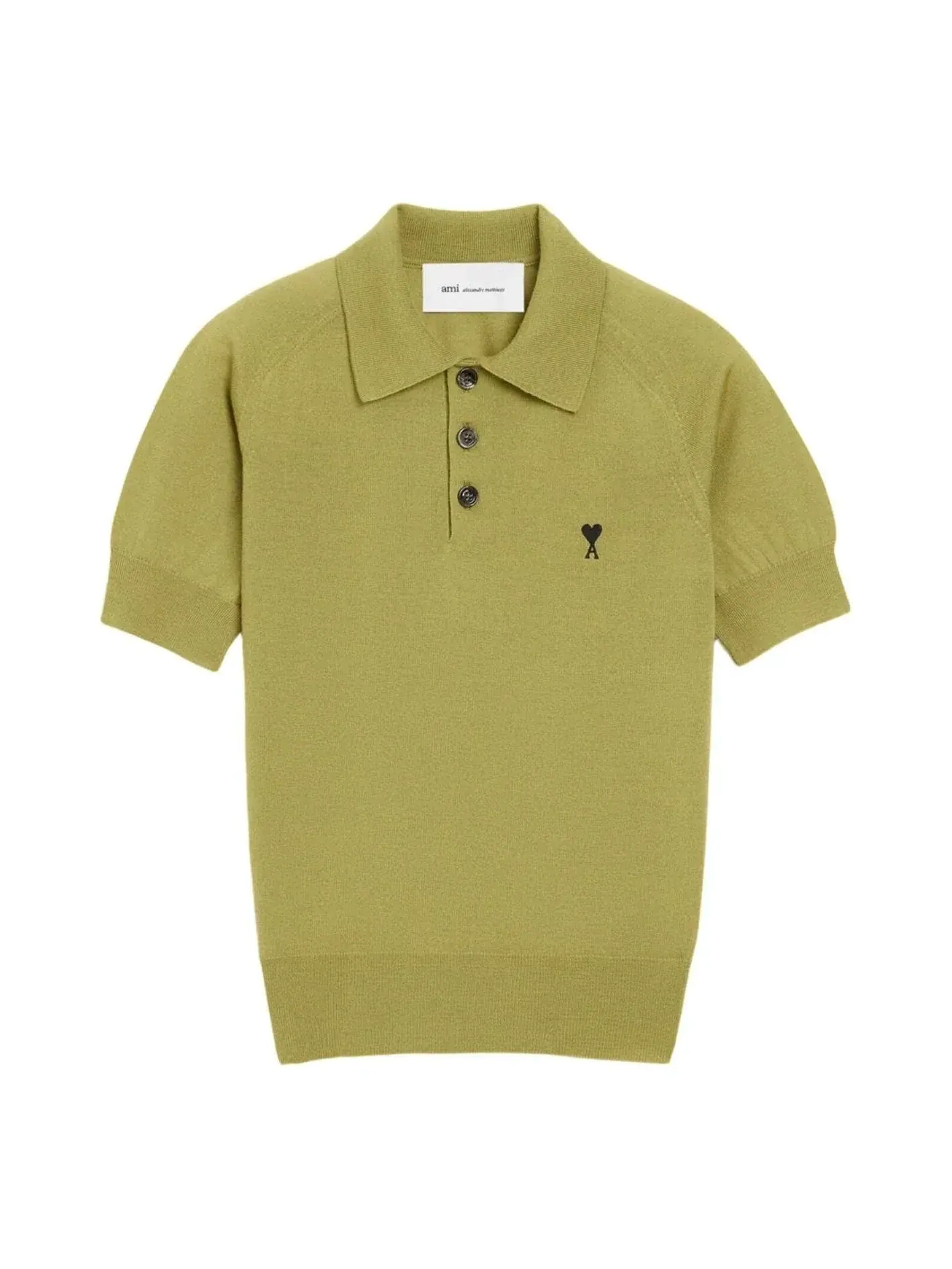 (WMNS) AMI Армейская шерстяная поло с коротким рукавом Army de Heart Polo Wagon 'Green' — изображение 1 из 1, зеленый