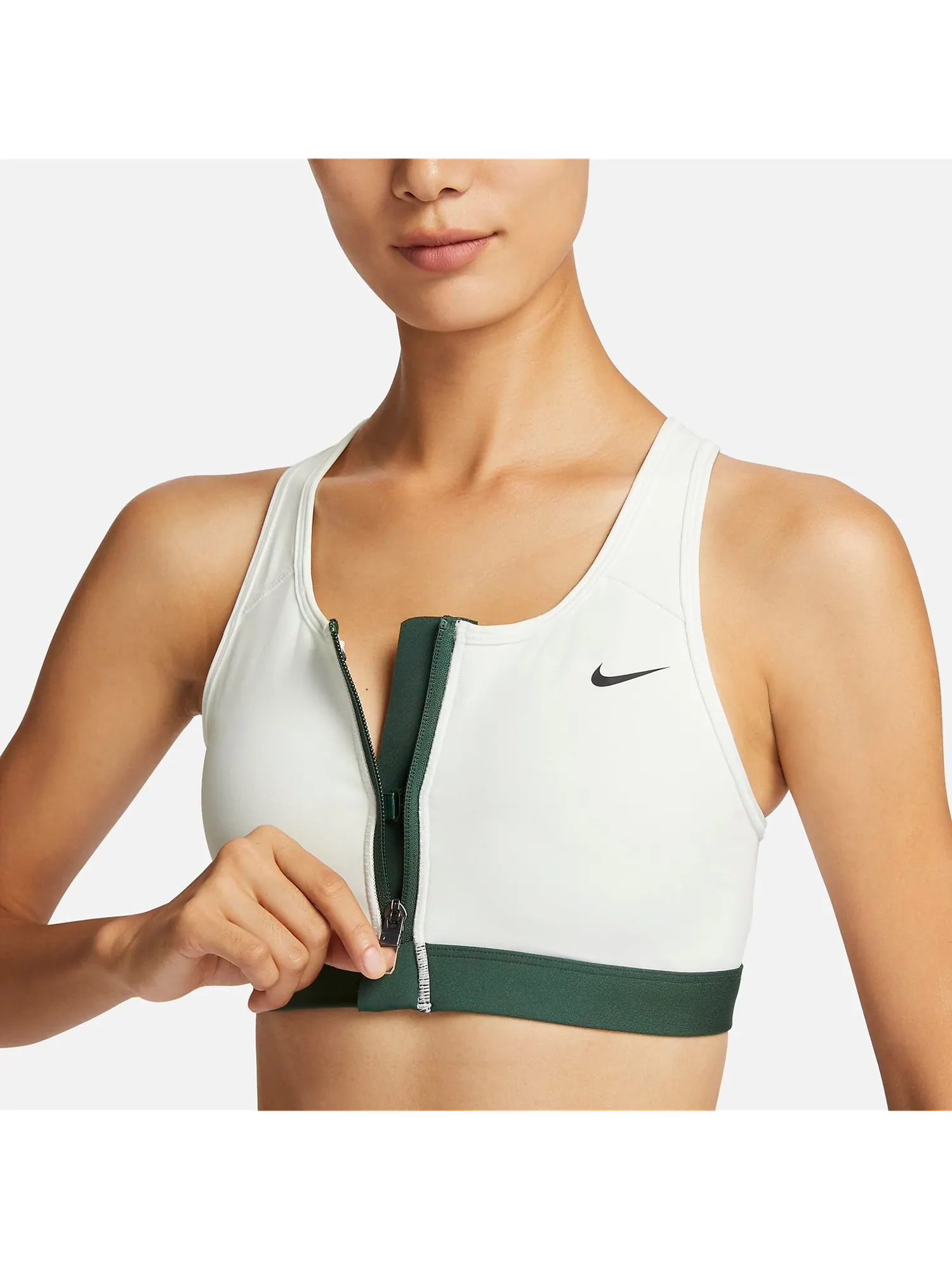 (WMNS) Спортивный бюстгальтер Nike Swoosh средней поддержки с подкладкой и застежкой-молнией спереди — изображение 3 из 4