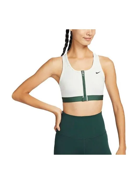 Бюстгальтер (WMNS) Nike Swoosh Medium-Support Padded Zip-Front Sports Bra 'White Green' — изображение 1 из 4, мульти