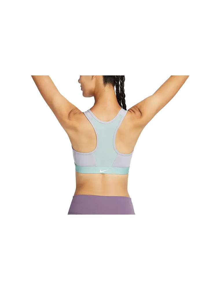 Бюстгальтер (WMNS) Nike Swoosh Medium-Support Padded Zip-Front Sports Bra 'blue gray' — изображение 2 из 3, серый