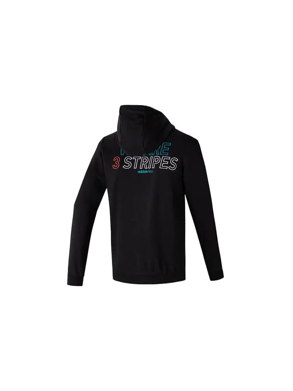Куртка neo logo printing hooded casual sports jacket black Adidas — изображение 2 из 2, черный