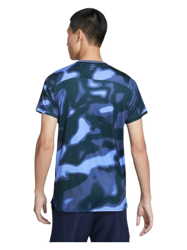 Футболка court advantage dri-fit t-shirt 'blue' Nike — изображение 2 из 2, синий/белый