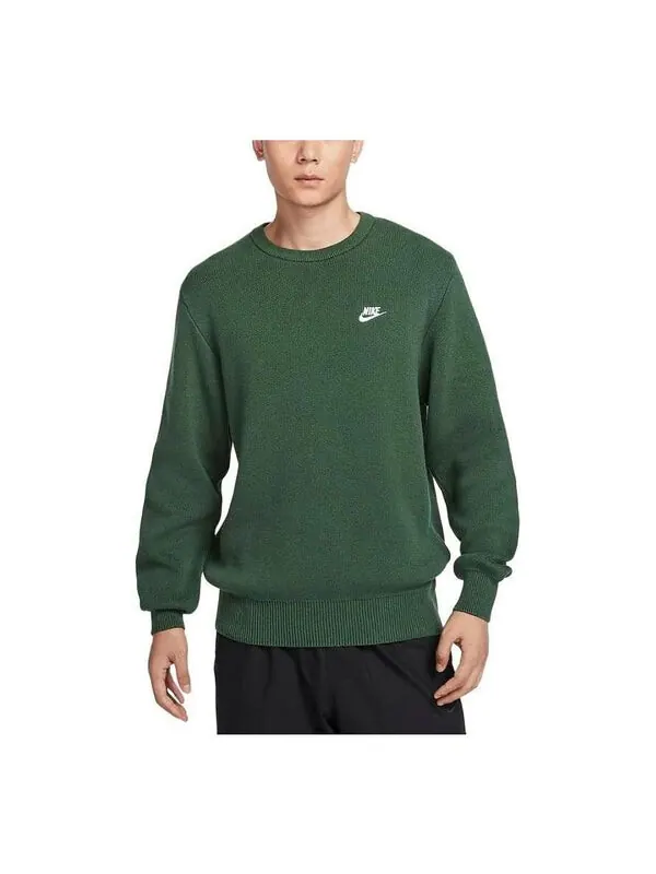 Свитер club sweatshirt 'green' Nike — изображение 1 из 3, зеленый/белый