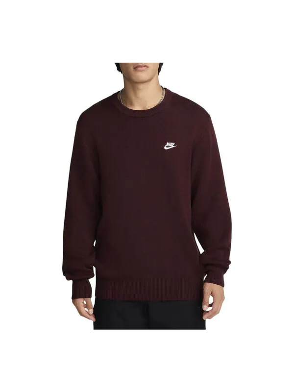 Свитер club sweatshirt 'burgundy' Nike — изображение 1 из 3, бордовый/белый