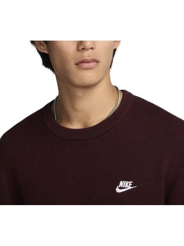 Свитер club sweatshirt 'burgundy' Nike — изображение 3 из 3, бордовый/белый