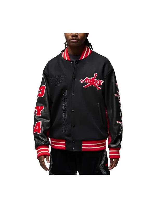Куртка x awake ny varsity jacket 'black university red' Air Jordan — изображение 1 из 2, красный/черный