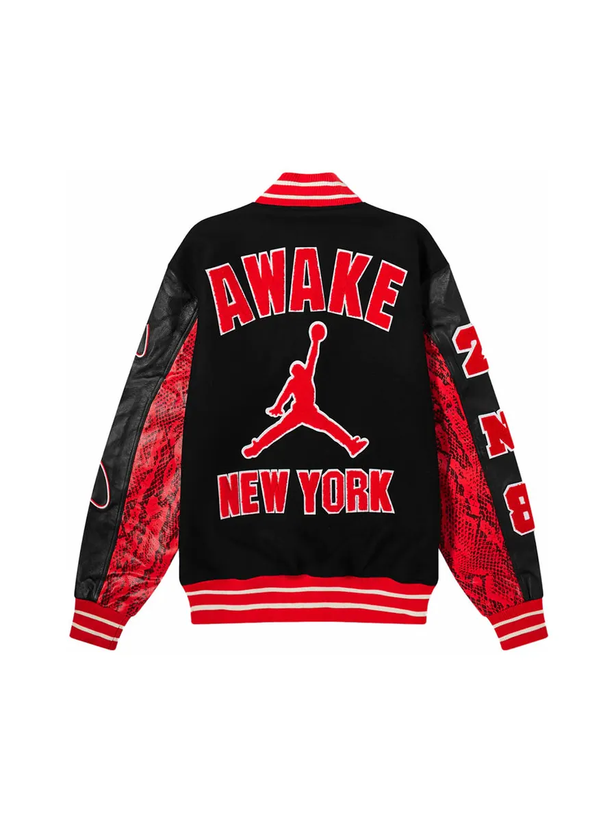 Куртка-бомбер Air Jordan x Awake NY Varsity Jacket — изображение 2 из 4, красный/черный