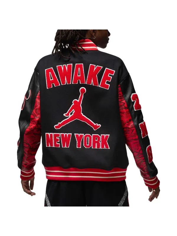 Куртка-бомбер Air Jordan x Awake NY Varsity Jacket — изображение 4 из 4, красный/черный