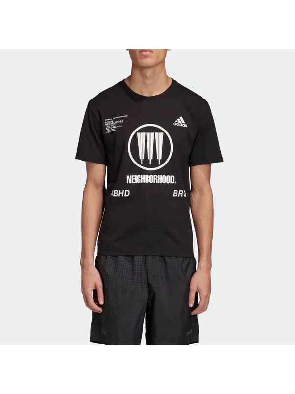 Футболка originals x neighborhood crossover casual sports black Adidas — изображение 3 из 4, черный