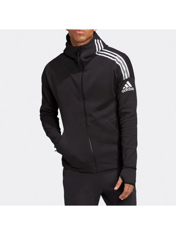 Куртка adidas ZNE 3-Stripes Hooded Jacket Men Black — изображение 3 из 4, черный