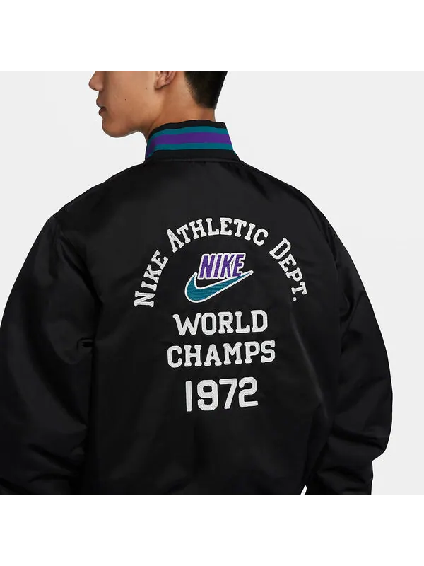 Куртка землянка свободная атласная куртка Nike — изображение 3 из 4, черный