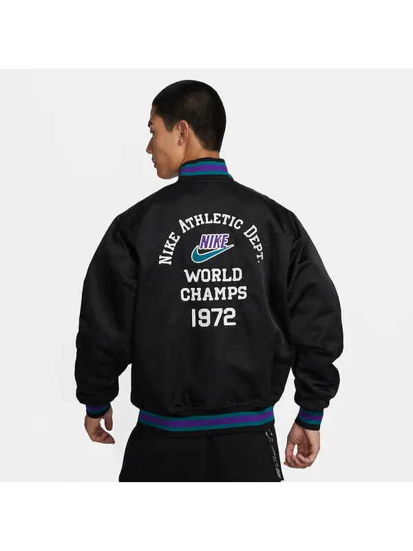Куртка землянка свободная атласная куртка Nike — изображение 4 из 4, черный