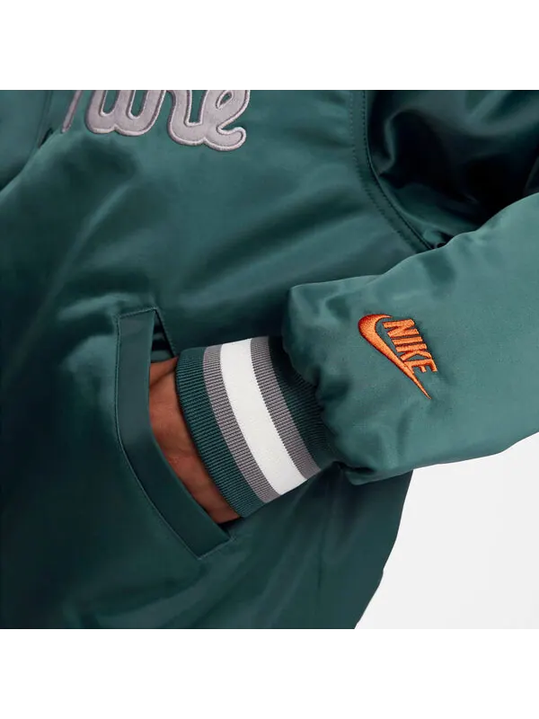 Куртка dugout loose satin jacket 'green' Nike — изображение 3 из 4, глубокий///оранжевый