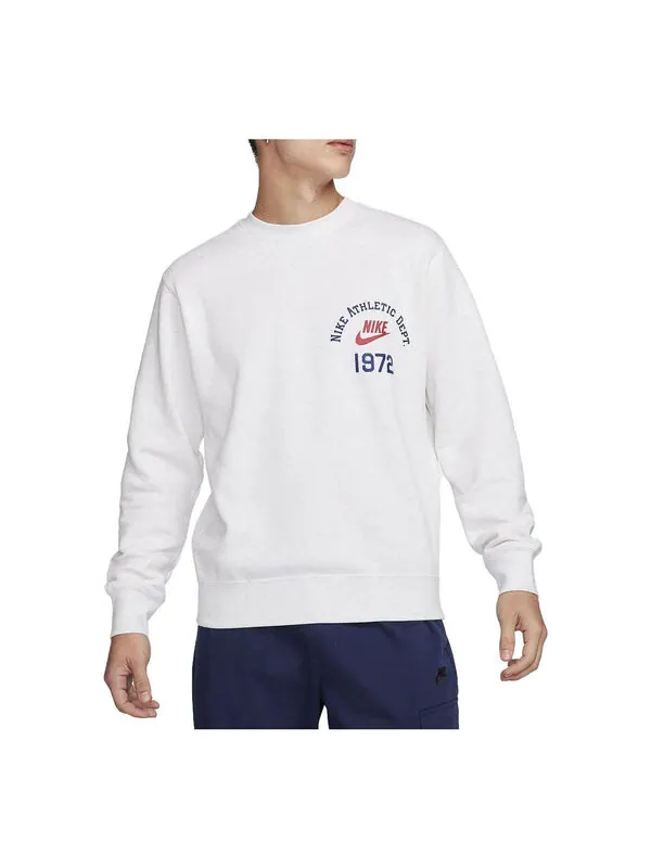 Рубашка sportswear club fleece crew-neck sweatshirt 'white' Nike — изображение 1 из 4, красный