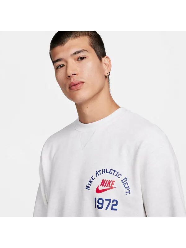 Рубашка sportswear club fleece crew-neck sweatshirt 'white' Nike — изображение 3 из 4, красный