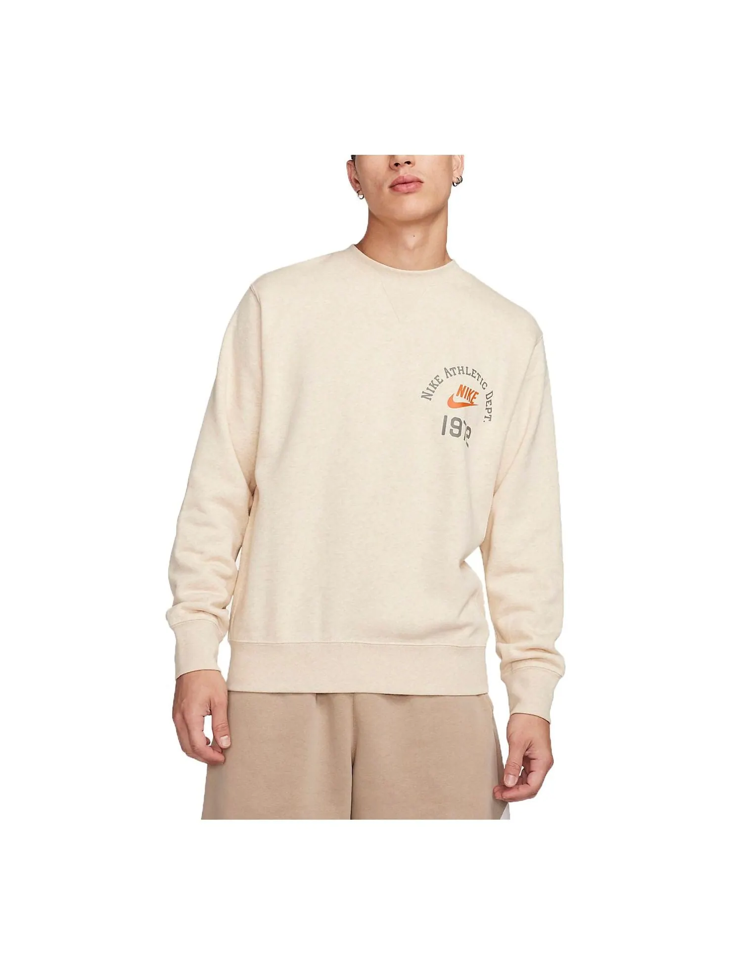 Спортивная толстовка Nike Sportswear Club Fleece Sweatshirt (Asia Sizing) 'Beige' FQ7972-252 — изображение 1 из 3, бежевый
