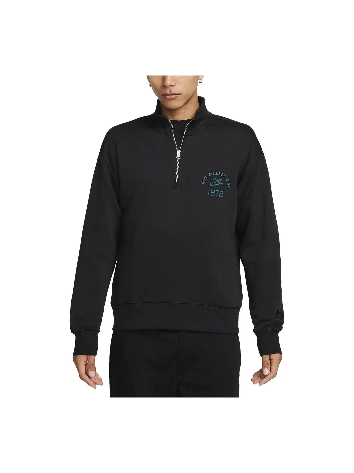Спортивная толстовка Nike Sportswear Club Fleece Half Zip Sweatshirt (Asia Sizing) 'Black' FQ7976-010 — изображение 1 из 3