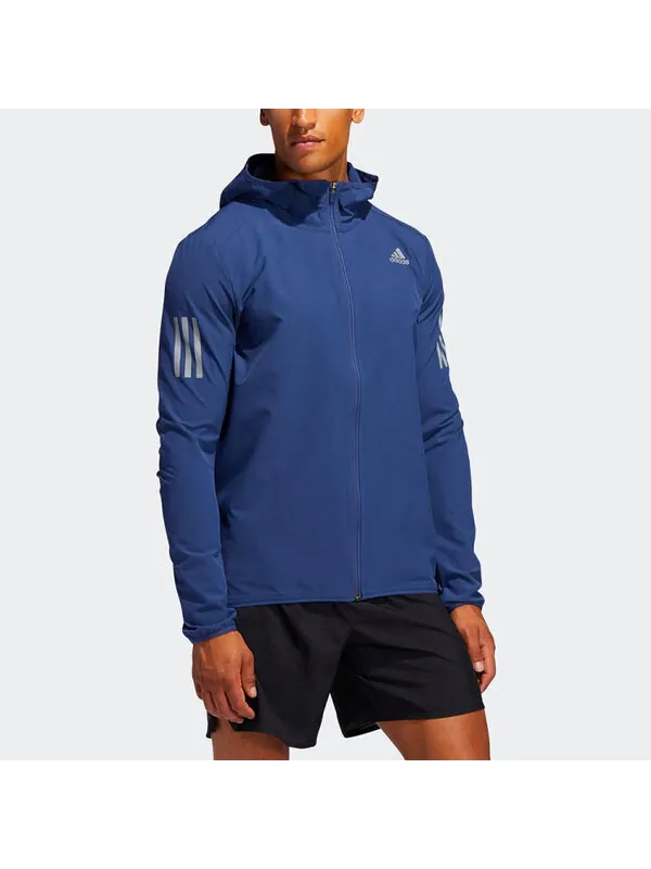 Куртка adidas Solid Color Running Sports Hooded Jacket Blue — изображение 2 из 4, мульти