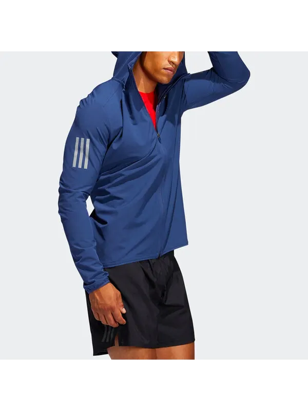 Куртка adidas Solid Color Running Sports Hooded Jacket Blue — изображение 4 из 4, мульти
