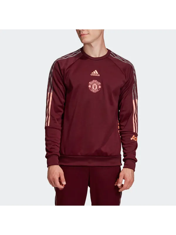 Толстовка с капюшоном mufc travel swt manchester united soccer football sports sweatover purple Adidas — изображение 4 из 4
