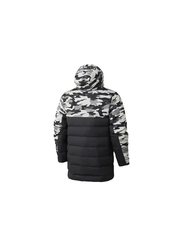 Пуховик adidas Contrasting Colors Camouflage Pattern Zipper hooded down Jacket Black — изображение 2 из 3, черный