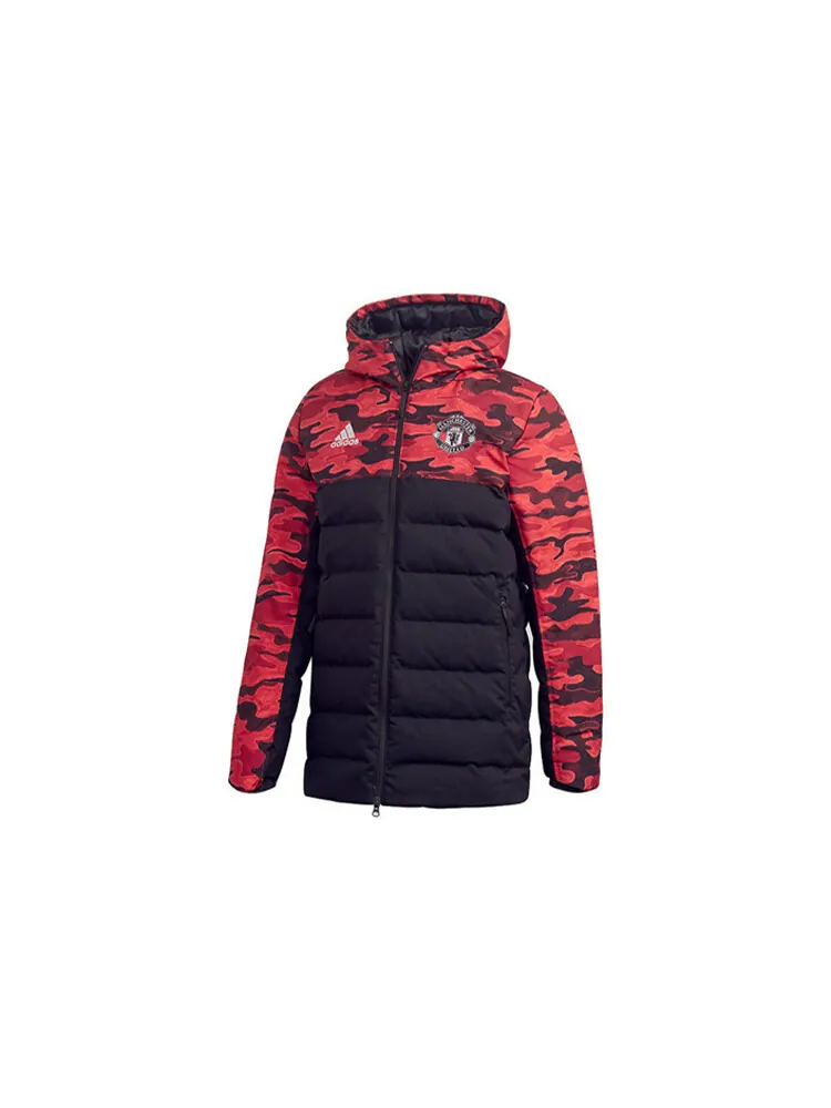 Пуховик Adidas Mufc Manchester United Camouflage Colorblock Sports hooded — изображение 1 из 4, черный/красный