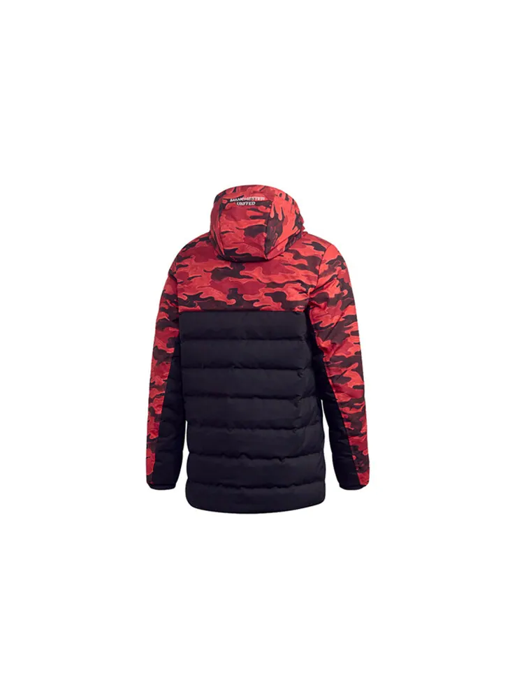 Пуховик Adidas Mufc Manchester United Camouflage Colorblock Sports hooded — изображение 2 из 4, черный/красный