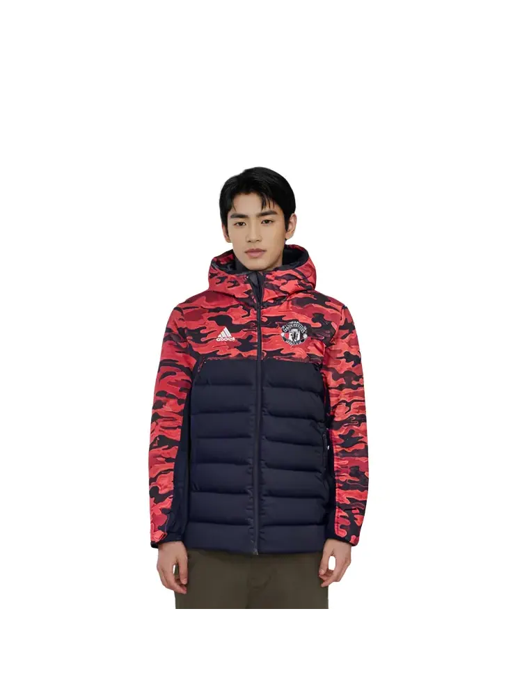 Пуховик Adidas Mufc Manchester United Camouflage Colorblock Sports hooded — изображение 4 из 4, черный/красный
