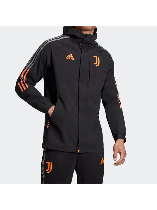 Куртка adidas JUVE TRAVEL JKT Juventus Soccer/Football Sports Hooded Jacket Black — изображение 3 из 4, черный