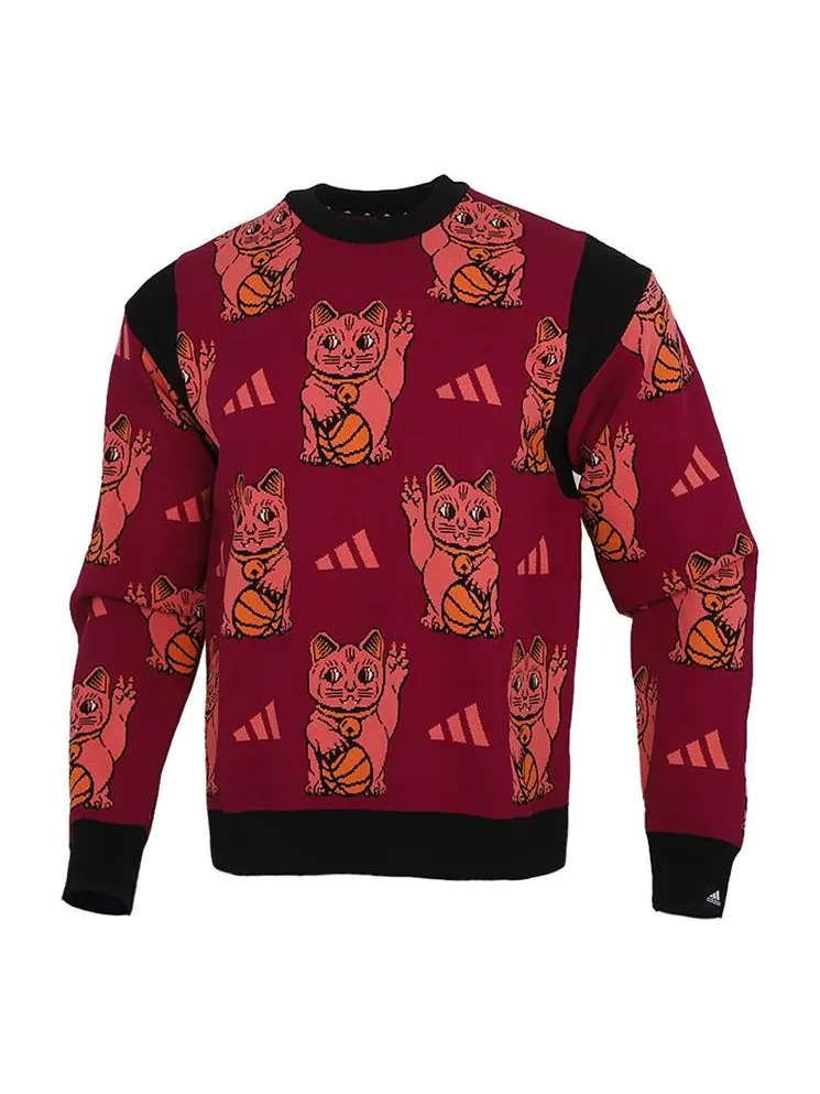 Толстовка adidas M Urban Knit Cr Printing Colorblock Casual Sports Round Neck Red — изображение 1 из 3, красный