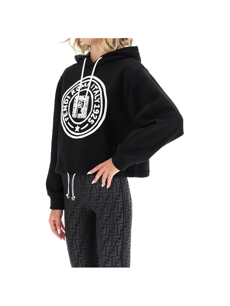Худи (WMNS) FENDI F Pattern Printing Hoodie Black — изображение 4 из 4, черный