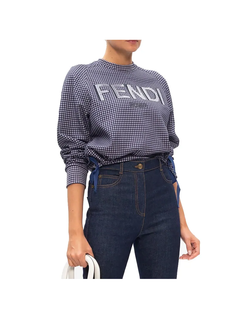 Худи (WMNS) FENDI Logo Printing hooded Long Sleeves Hoodie Gray — изображение 2 из 4, серый