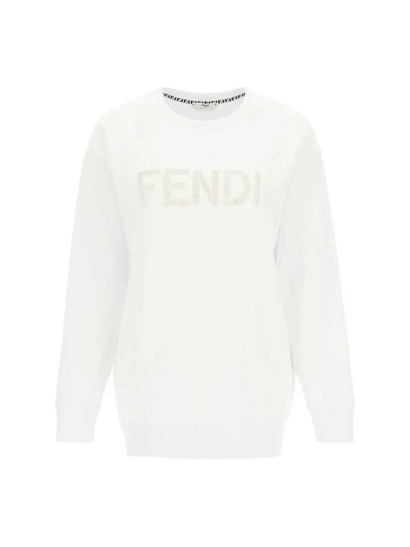 Худи (WMNS) FENDI Alphabet Logo Round Neck Long Sleeves Hoodie White — изображение 1 из 4, белый